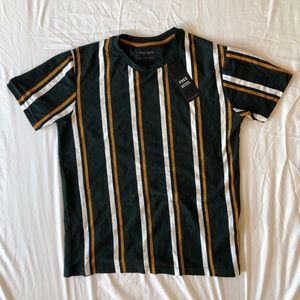 Vertical Green, white, and yellow striped shirt